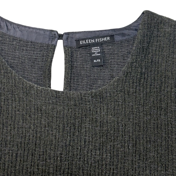 Eileen Fisher Textured Ripple Knit Seaweed Round Neck 3/4 Sleeve Top Medium - Picture 10 of 15